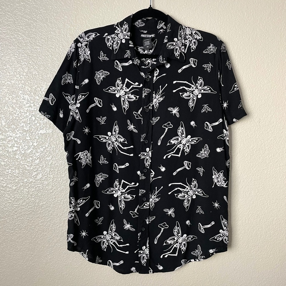 Hot Topic Top Womens Medium Skeleton Fairy Mushroom Bug Novelty Grunge Goth - Picture 3 of 10